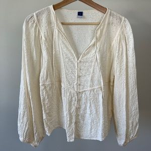 Off White Old Navy Peasant Long Sleeved Top